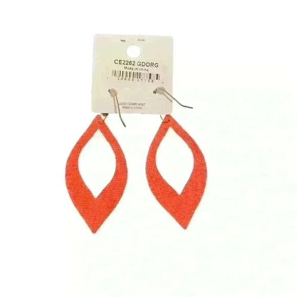 Orange Animal Print Earrings - Picture 2 of 2